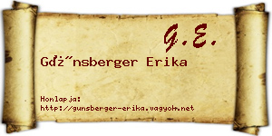 Günsberger Erika névjegykártya